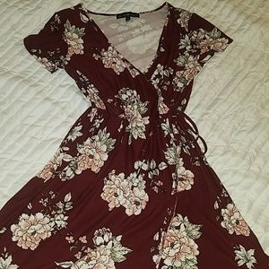 Adorable short dress wine color background